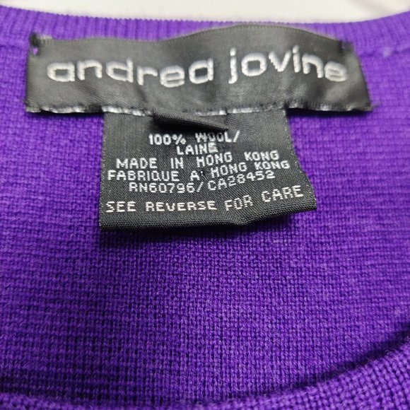 Andrea Jovine Women's Dress Size M Purple Wool Crew Neck Quiet Luxury Chic Warm - Picture 4 of 8